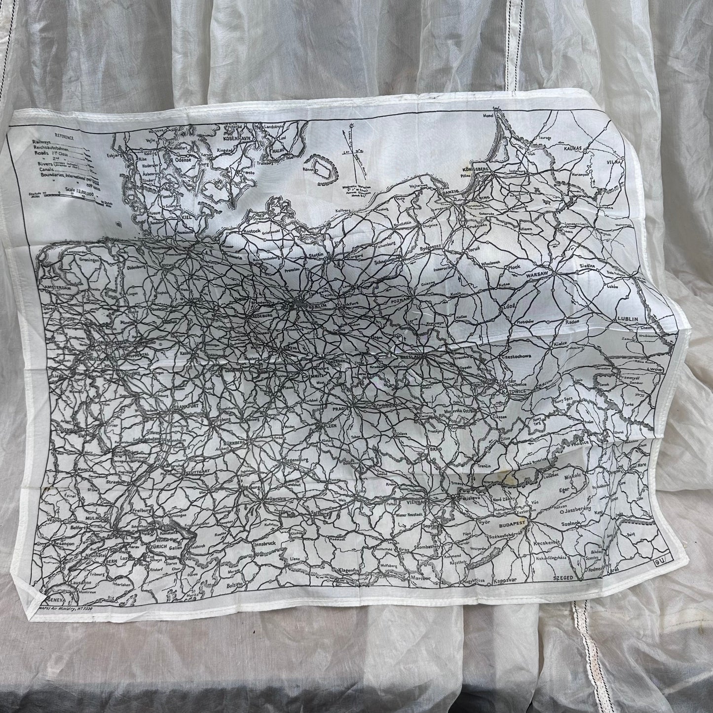 RAF / USAAF Escape & Evasion silk map Early Sheet 9U